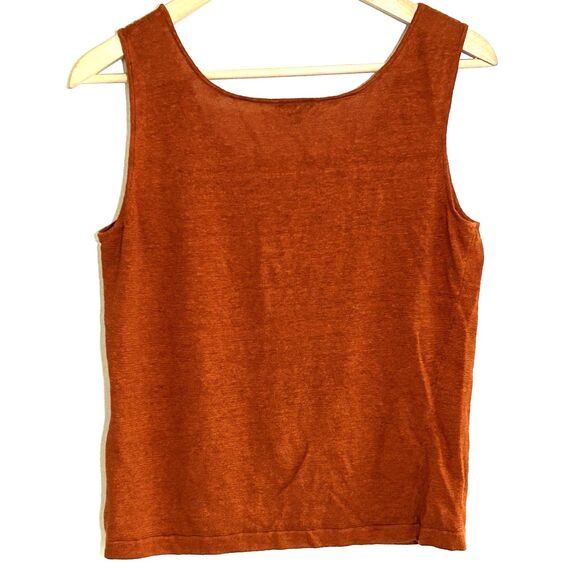 Lafayette 148 Tank Top Size Large 100% Linen Sleeveless Top Rust Coastal Classic - Picture 7 of 7